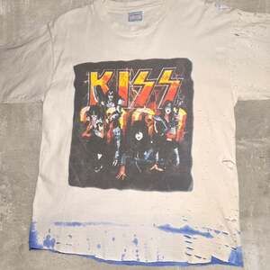 Vintage 90s Kiss 'Rock and Roll Over' Tour T-Shirt, Distressed & Dip-Dyed - Size
